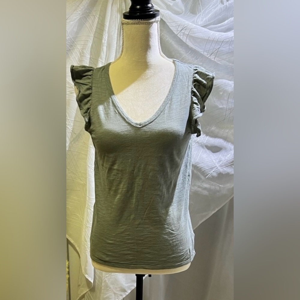 GAP Green Ruffle Sleeve Tank Top